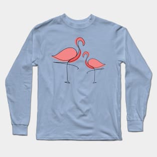 Minimal Flamingo Line Art Long Sleeve T-Shirt